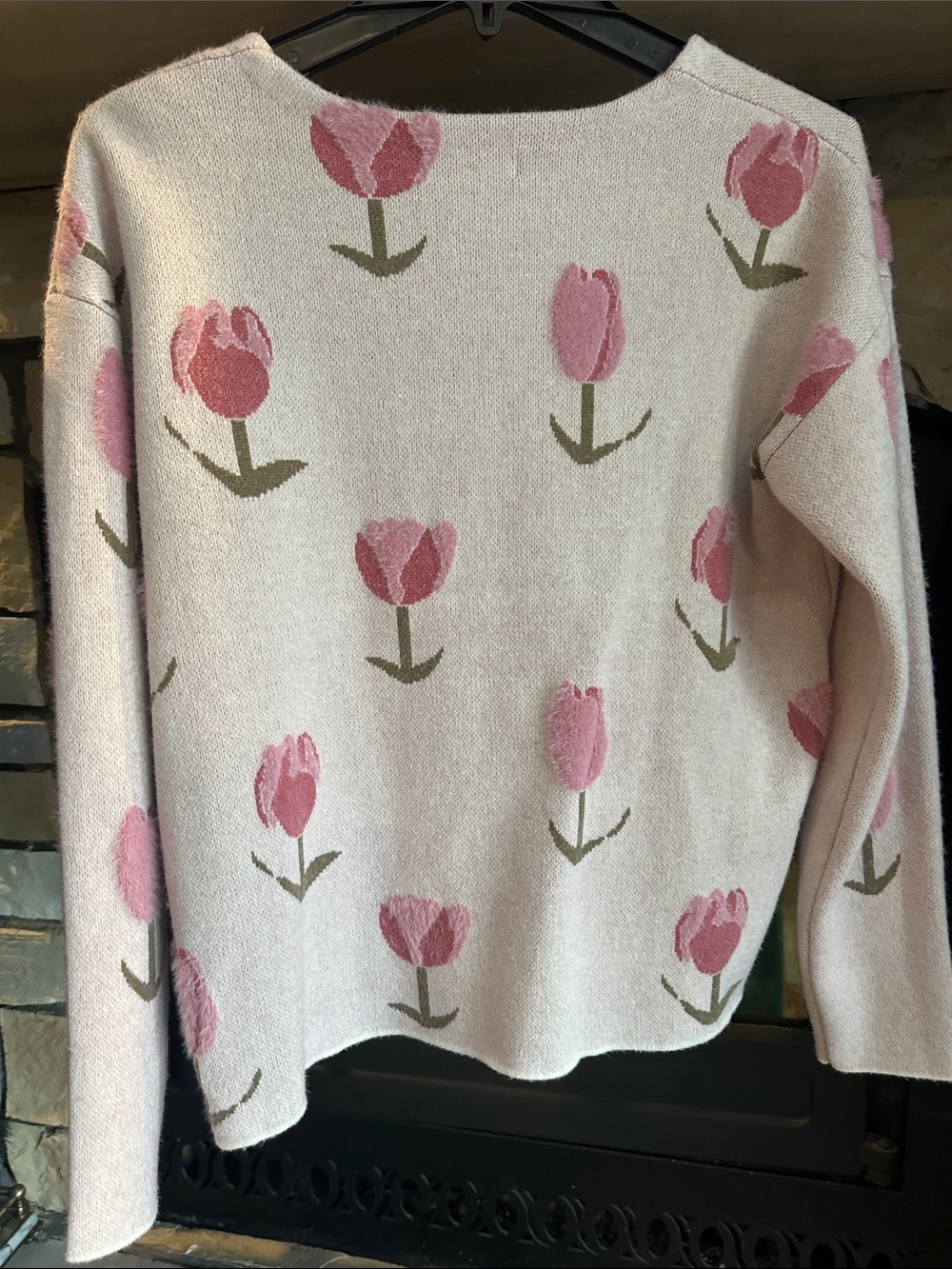 Cynthia Rowley Pink Tulip Pattern Crewneck Sweater - Picture 3 of 5